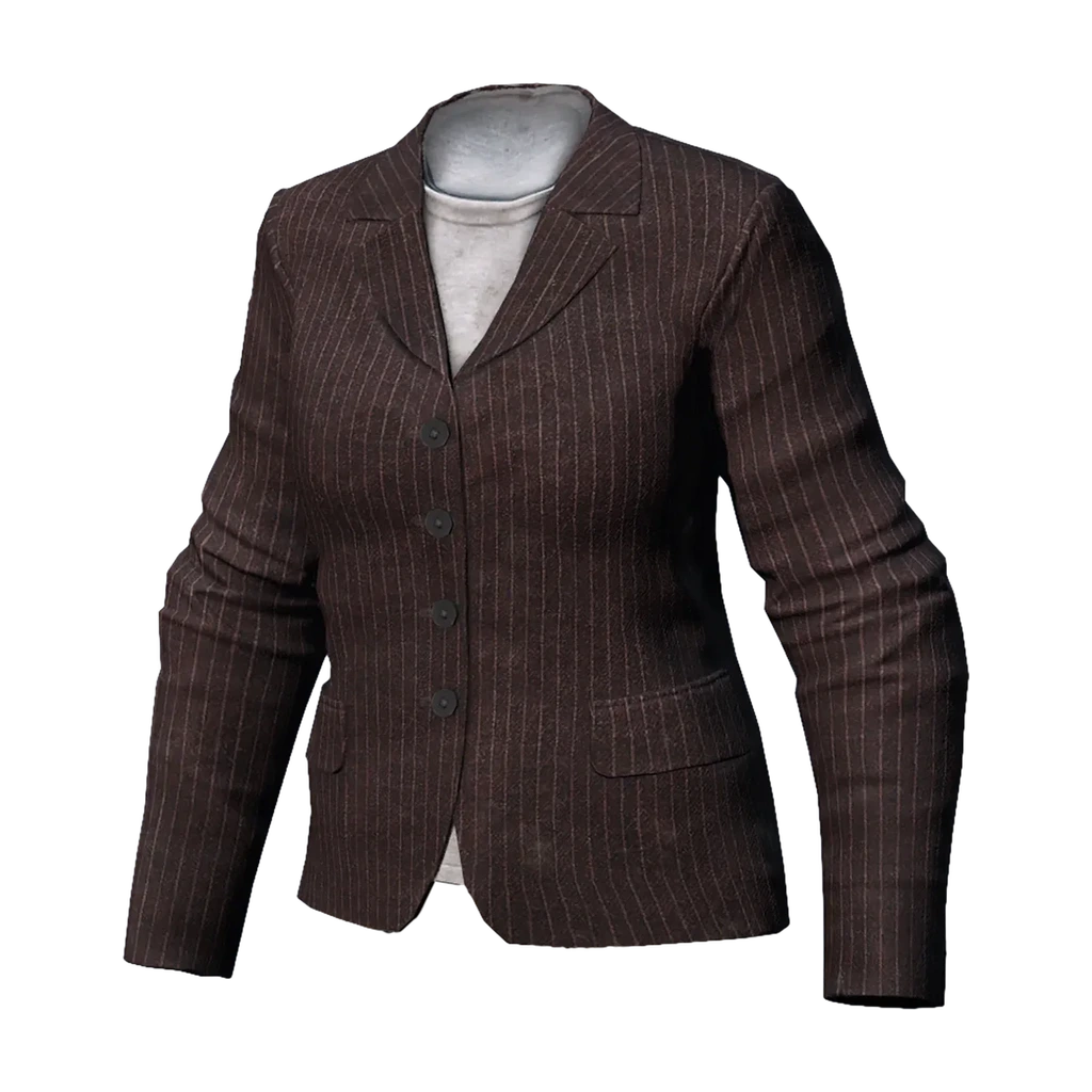 Female Suit Jacket — Brown Pinstripe